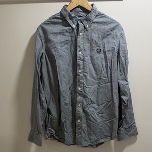 Chaps Large Custom FitMen's Charcoal Button-Down Shirt